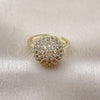Oro Laminado Multi Stone Ring, Gold Filled Style Ball Design, with White Cubic Zirconia, Polished, Golden Finish, 01.266.0075 (One size fits all)