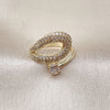 Oro Laminado Multi Stone Ring, Gold Filled Style Teardrop Design, with White Cubic Zirconia, Polished, Golden Finish, 01.266.0076 (One size fits all)