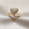 Oro Laminado Multi Stone Ring, Gold Filled Style Heart Design, with White Cubic Zirconia, Polished, Golden Finish, 01.266.0077 (One size fits all)
