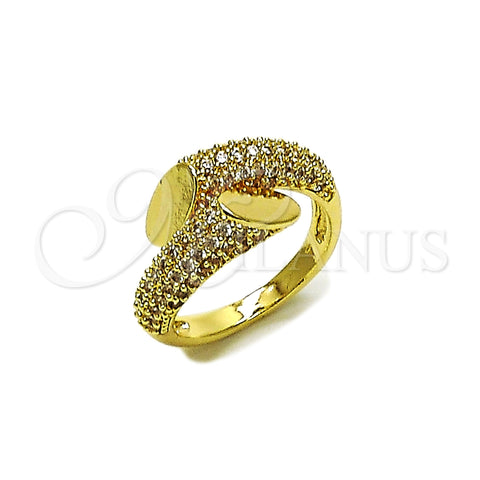 Oro Laminado Multi Stone Ring, Gold Filled Style with White Cubic Zirconia, Polished, Golden Finish, 01.266.0079 (One size fits all)