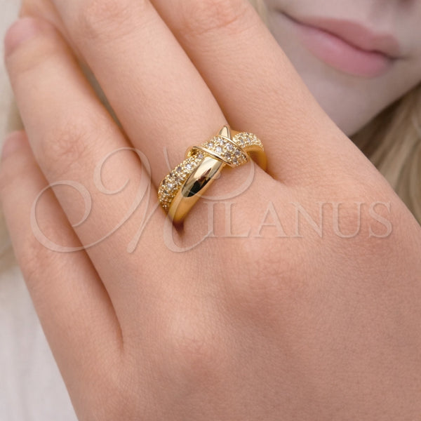 Gold Filled Ring — Multi Stone Ring Love Knot Design with White — alternate product view — SKU 164137 | Oro Laminado anillo — Multi Stone Ring Love Knot diseño with blanco — SKU 164137