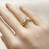 Oro Laminado Multi Stone Ring, Gold Filled Style Love Knot Design, with White Micro Pave, Polished, Golden Finish, 01.266.0080 (One size fits all)
