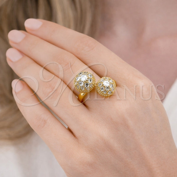 Gold Filled Ring — Multi Stone Ring Ball Design with White Cubic — alternate product view — SKU 164138 | Oro Laminado anillo — Multi Stone Ring Ball diseño with blanco Cubic — SKU 164138