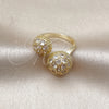 Oro Laminado Multi Stone Ring, Gold Filled Style Ball Design, with White Cubic Zirconia, Polished, Golden Finish, 01.266.0081 (One size fits all)