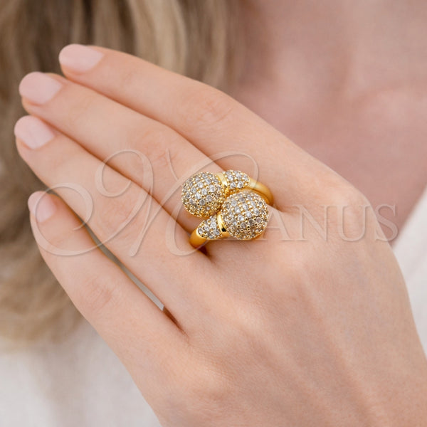 Gold Filled Ring — Multi Stone Ring Ball Design with White Cubic — alternate product view — SKU 164139 | Oro Laminado anillo — Multi Stone Ring Ball diseño with blanco Cubic — SKU 164139