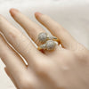 Oro Laminado Multi Stone Ring, Gold Filled Style Ball Design, with White Cubic Zirconia, Polished, Golden Finish, 01.266.0082 (One size fits all)