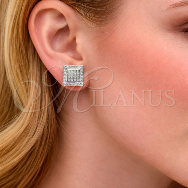 White Gold Filled Ring — Stud Earring with White Micro Pave Polished 02. — alternate product view — SKU 164140 | Oro Laminado Blanco anillo — Stud Earring with blanco Micro Pave pulido 02. — SKU 164140