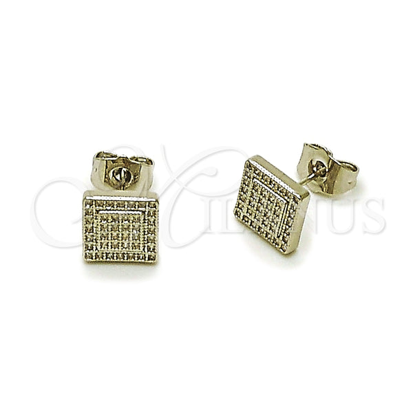 White Gold Filled Ring — Stud Earring with White Micro Pave Polished 02. — main product view — SKU 164140 | Oro Laminado Blanco anillo — Stud Earring with blanco Micro Pave pulido 02. — SKU 164140