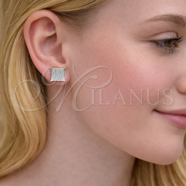 White Gold Filled Ring — Stud Earring with White Micro Pave Polished 02. — alternate product view — SKU 164141 | Oro Laminado Blanco anillo — Stud Earring with blanco Micro Pave pulido 02. — SKU 164141