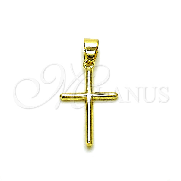 Oro Laminado Religious Pendant, Gold Filled Style Cross Design, Polished, Golden Finish, 05.213.0195