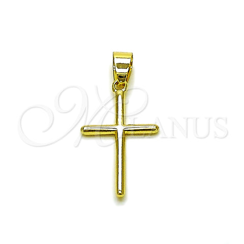 Oro Laminado Religious Pendant, Gold Filled Style Cross Design, Polished, Golden Finish, 05.213.0195