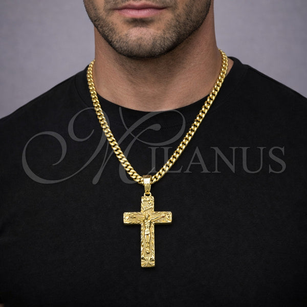 Gold Filled Pendant — Religious Pendant Crucifix Design Diamond Cutting 05. — alternate product view — SKU 164146 | Oro Laminado dije — Religious Pendant Crucifix diseño Diamond Cutting 05. — SKU 164146