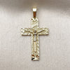 Oro Laminado Religious Pendant, Gold Filled Style Crucifix Design, Diamond Cutting Finish, Golden Finish, 05.213.0196