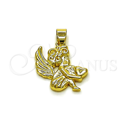 Oro Laminado Religious Pendant, Gold Filled Style Angel Design, Polished, Golden Finish, 05.213.0197
