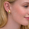 Oro Laminado Stud Earring, Gold Filled Style Teardrop and Hollow Design, Polished, Golden Finish, 02.213.0922
