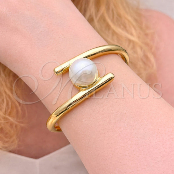 Gold Filled Jewelry — Individual Bangle Ball Design with Ivory Pearl Polished — alternate product view — SKU 164154 | Oro Laminado joyería — Individual Bangle Ball diseño with Ivory Pearl pulido — SKU 164154