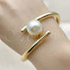 Oro Laminado Individual Bangle, Gold Filled Style Ball Design, with Ivory Pearl, Polished, Golden Finish, 07.444.0001.05 (25 MM Thickness, Size 5 (2.50 Diameter))