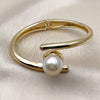 Oro Laminado Individual Bangle, Gold Filled Style Ball Design, with Ivory Pearl, Polished, Golden Finish, 07.444.0001.05 (25 MM Thickness, Size 5 (2.50 Diameter))