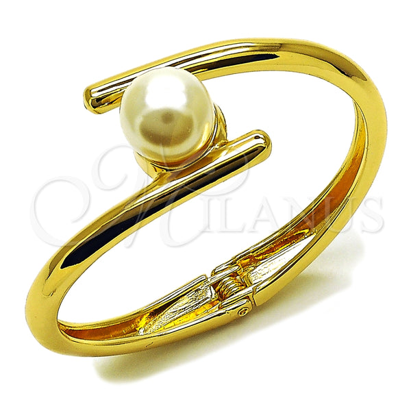 Gold Filled Jewelry — Individual Bangle Ball Design with Ivory Pearl Polished — main product view — SKU 164154 | Oro Laminado joyería — Individual Bangle Ball diseño with Ivory Pearl pulido — SKU 164154