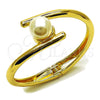 Oro Laminado Individual Bangle, Gold Filled Style Ball Design, with Ivory Pearl, Polished, Golden Finish, 07.444.0001.05 (25 MM Thickness, Size 5 (2.50 Diameter))