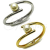 Oro Laminado Individual Bangle, Gold Filled Style Ball Design, with Ivory Pearl, Polished, Golden Finish, 07.444.0001.05 (25 MM Thickness, Size 5 (2.50 Diameter))