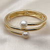 Oro Laminado Individual Bangle, Gold Filled Style Ball Design, with Ivory Pearl, Polished, Golden Finish, 07.444.0002.05 (30 MM Thickness, Size 5 (2.50 Diameter))