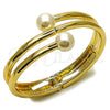 Oro Laminado Individual Bangle, Gold Filled Style Ball Design, with Ivory Pearl, Polished, Golden Finish, 07.444.0002.05 (30 MM Thickness, Size 5 (2.50 Diameter))