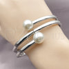 Rhodium Gold Filled Individual Bangle, Ball Design, with Ivory Pearl, Polished, Rhodium Finish, 07.444.0002.1.05 (30 MM Thickness, Size 5 (2.50 Diameter))