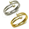 Rhodium Gold Filled Individual Bangle, Ball Design, with Ivory Pearl, Polished, Rhodium Finish, 07.444.0002.1.05 (30 MM Thickness, Size 5 (2.50 Diameter))