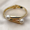 Oro Laminado Individual Bangle, Gold Filled Style Ball Design, with Ivory Pearl, Polished, Golden Finish, 07.444.0003.05 (20 MM Thickness, Size 5 (2.50 Diameter))