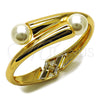 Oro Laminado Individual Bangle, Gold Filled Style Ball Design, with Ivory Pearl, Polished, Golden Finish, 07.444.0003.05 (20 MM Thickness, Size 5 (2.50 Diameter))