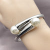 Rhodium Gold Filled Individual Bangle, Ball Design, with Ivory Pearl, Polished, Rhodium Finish, 07.444.0003.1.05 (20 MM Thickness, Size 5 (2.50 Diameter))