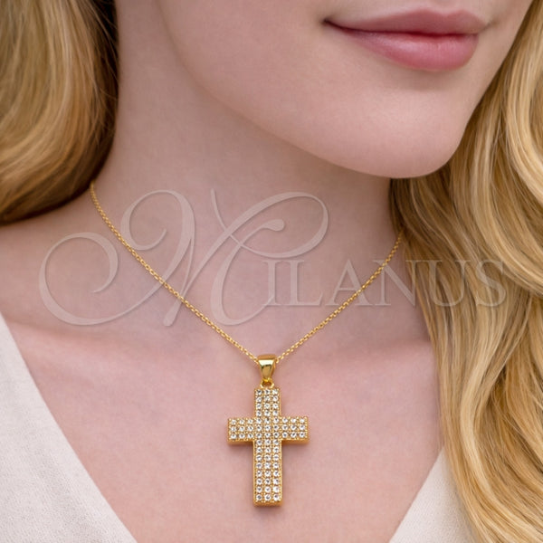 Gold Filled Pendant — Religious Pendant Cross Design with White Cubic Zirconia — alternate product view — SKU 164160 | Oro Laminado dije — Religious Pendant cruz diseño with blanco Cubic Zirconia — SKU 164160