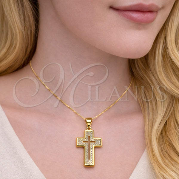 Gold Filled Pendant — Religious Pendant Cross Design with White Micro Pave — alternate product view — SKU 164161 | Oro Laminado dije — Religious Pendant cruz diseño with blanco Micro Pave — SKU 164161
