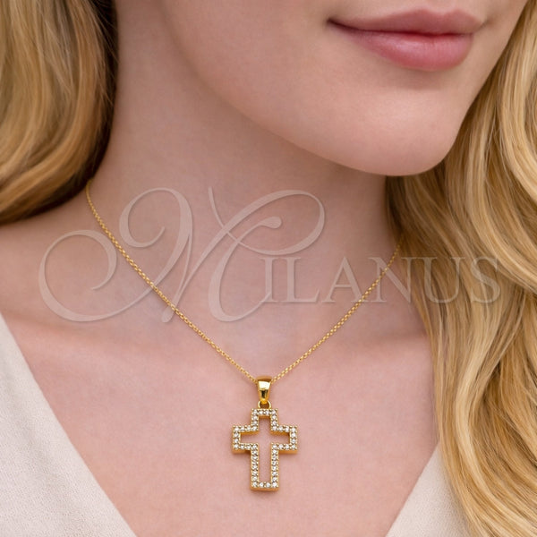 Gold Filled Pendant — Religious Pendant Cross Design with White Cubic Zirconia — alternate product view — SKU 164162 | Oro Laminado dije — Religious Pendant cruz diseño with blanco Cubic Zirconia — SKU 164162