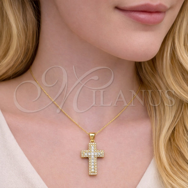 Gold Filled Pendant — Religious Pendant Cross Design with White Cubic Zirconia — alternate product view — SKU 164163 | Oro Laminado dije — Religious Pendant cruz diseño with blanco Cubic Zirconia — SKU 164163