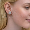 White Gold Filled Stud Earring, with White Cubic Zirconia, Polished, Rhodium Finish, 02.344.0186