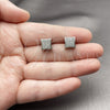 White Gold Filled Stud Earring, with White Cubic Zirconia, Polished, Rhodium Finish, 02.344.0186