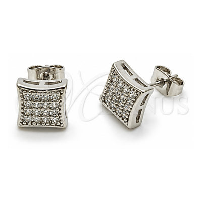 White Gold Filled Stud Earring, with White Cubic Zirconia, Polished, Rhodium Finish, 02.344.0186