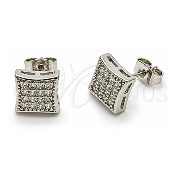White Gold Filled Stud Earring, with White Cubic Zirconia, Polished, Rhodium Finish, 02.344.0186