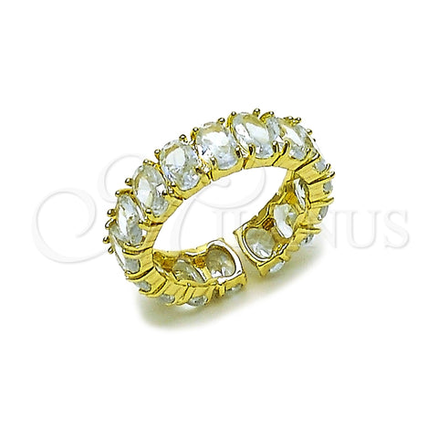 Oro Laminado Multi Stone Ring, Gold Filled Style with White Cubic Zirconia, Polished, Golden Finish, 01.196.0043 (One size fits all)