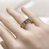 Oro Laminado Multi Stone Ring, Gold Filled Style with Multicolor Cubic Zirconia, Polished, Golden Finish, 01.196.0043.1 (One size fits all)