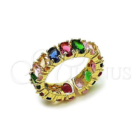 Oro Laminado Multi Stone Ring, Gold Filled Style with Multicolor Cubic Zirconia, Polished, Golden Finish, 01.196.0043.1 (One size fits all)