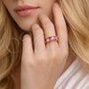 Oro Laminado Multi Stone Ring, Gold Filled Style Baguette Design, with Ruby and White Cubic Zirconia, Polished, Golden Finish, 01.196.0044.1 (One size fits all)