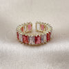 Oro Laminado Multi Stone Ring, Gold Filled Style Baguette Design, with Ruby and White Cubic Zirconia, Polished, Golden Finish, 01.196.0044.1 (One size fits all)