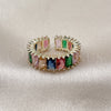 Oro Laminado Multi Stone Ring, Gold Filled Style Baguette Design, with Multicolor Cubic Zirconia, Polished, Golden Finish, 01.196.0044.2 (One size fits all)