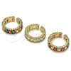 Oro Laminado Multi Stone Ring, Gold Filled Style Baguette Design, with Multicolor Cubic Zirconia, Polished, Golden Finish, 01.196.0044.2 (One size fits all)