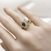Oro Laminado Multi Stone Ring, Gold Filled Style Evil Eye Design, with Sapphire Blue and White Cubic Zirconia, Polished, Golden Finish, 01.196.0045 (One size fits all)
