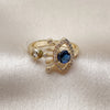 Oro Laminado Multi Stone Ring, Gold Filled Style Evil Eye Design, with Sapphire Blue and White Cubic Zirconia, Polished, Golden Finish, 01.196.0045 (One size fits all)