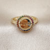 Oro Laminado Multi Stone Ring, Gold Filled Style Love Design, with Multicolor Micro Pave, Polished, Golden Finish, 01.196.0046 (One size fits all)